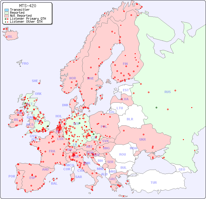 European Reception Map for MTS-420