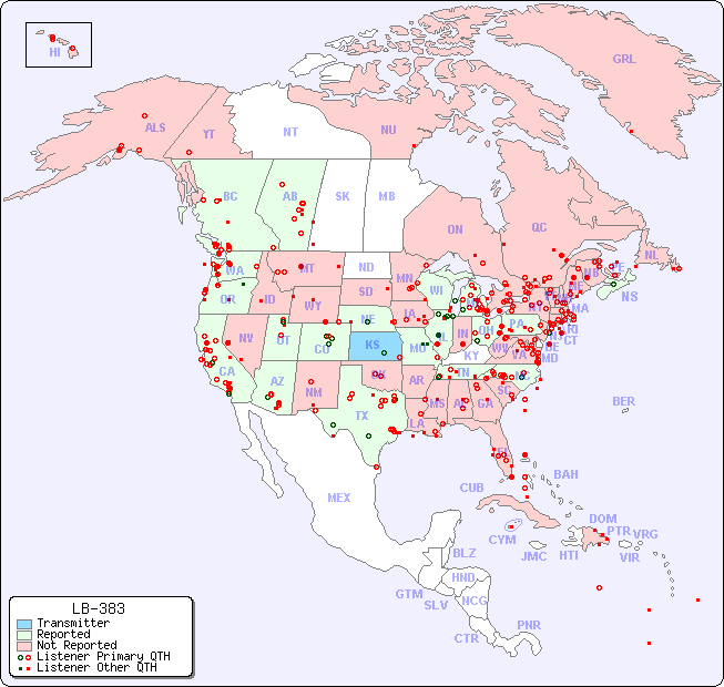 North American Reception Map for LB-383