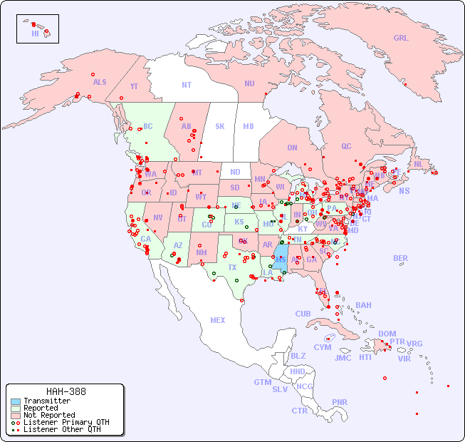 North American Reception Map for HAH-388