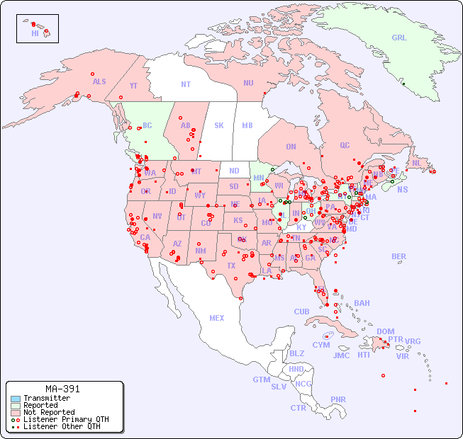 North American Reception Map for MA-391