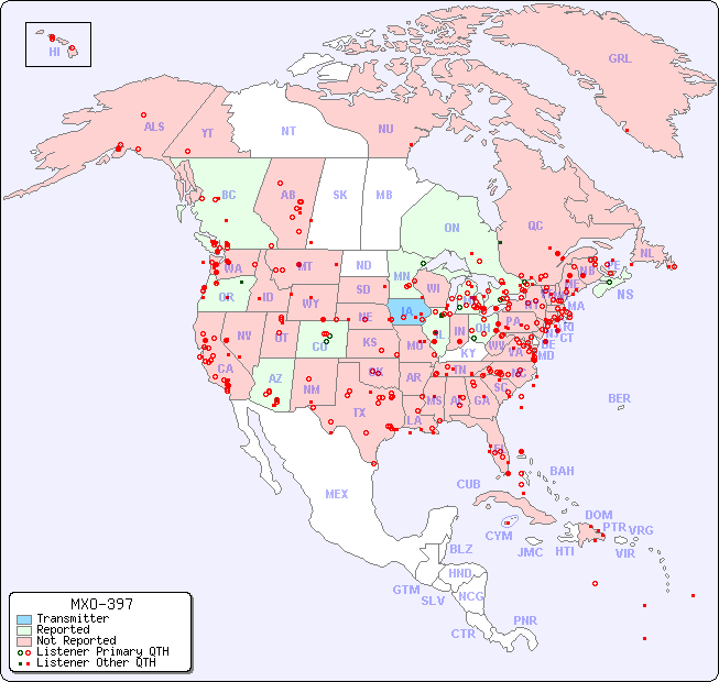 North American Reception Map for MXO-397