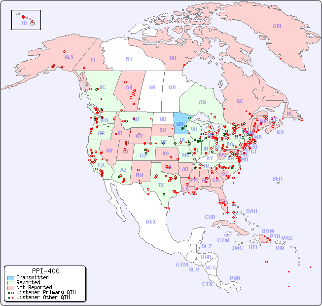 North American Reception Map for PPI-400