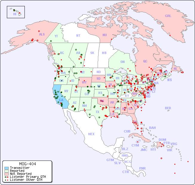 North American Reception Map for MOG-404