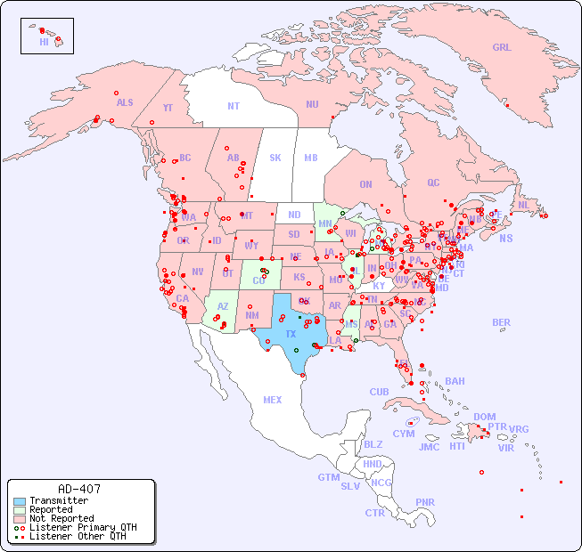 North American Reception Map for AD-407