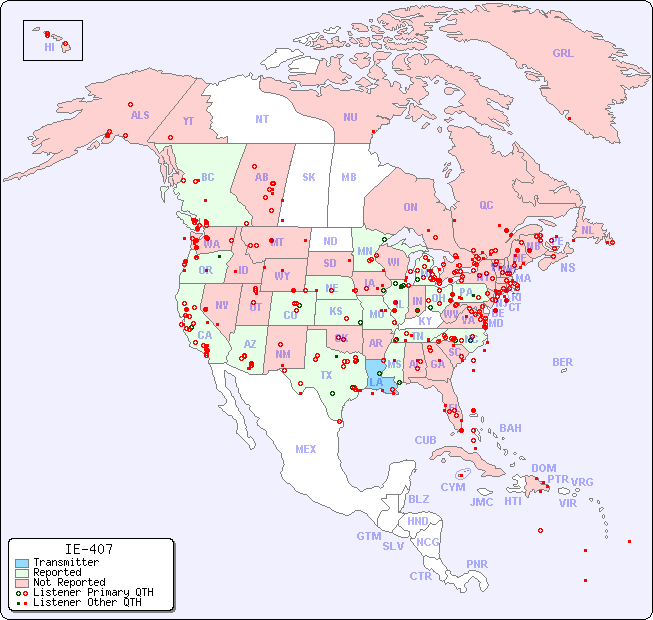 North American Reception Map for IE-407