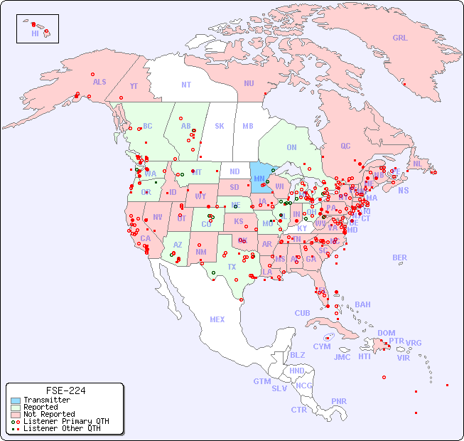 North American Reception Map for FSE-224