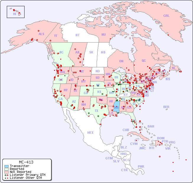 North American Reception Map for MC-413
