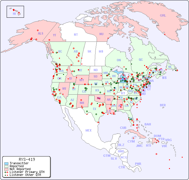 North American Reception Map for RYS-419
