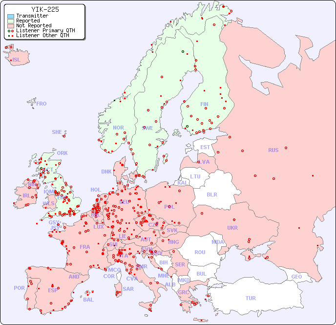 European Reception Map for YIK-225