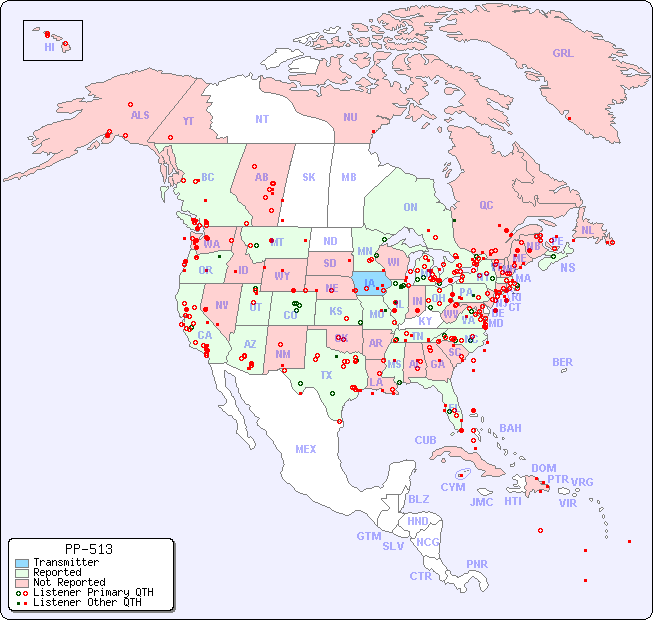North American Reception Map for PP-513
