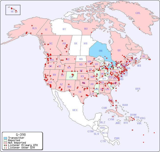 North American Reception Map for G-398