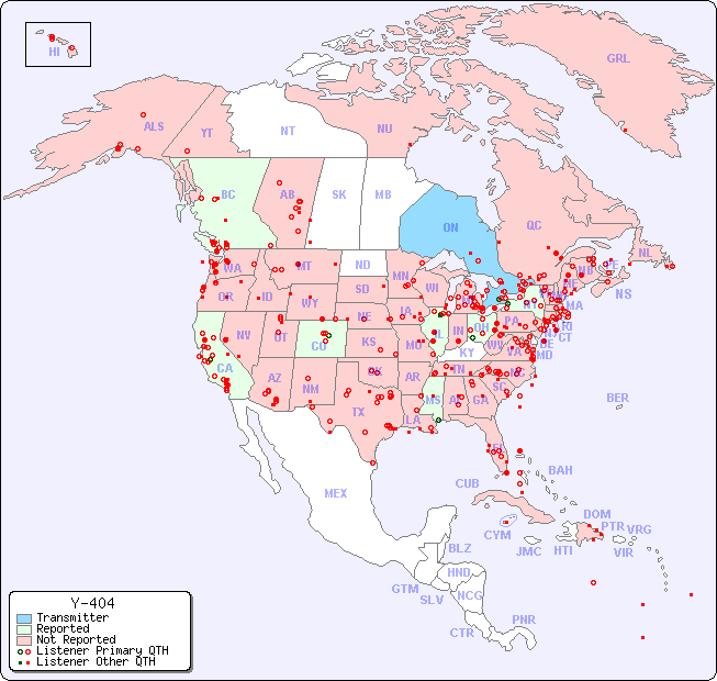 North American Reception Map for Y-404