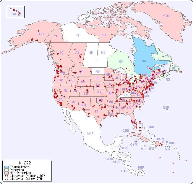 North American Reception Map for W-272