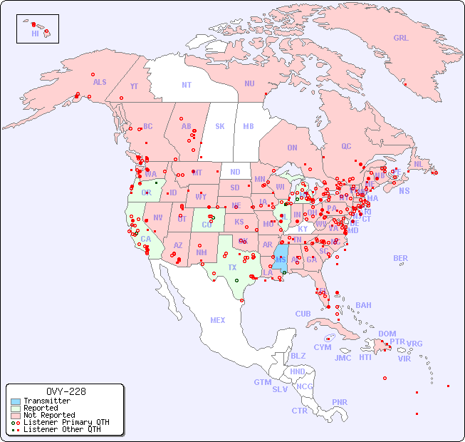 North American Reception Map for OVY-228