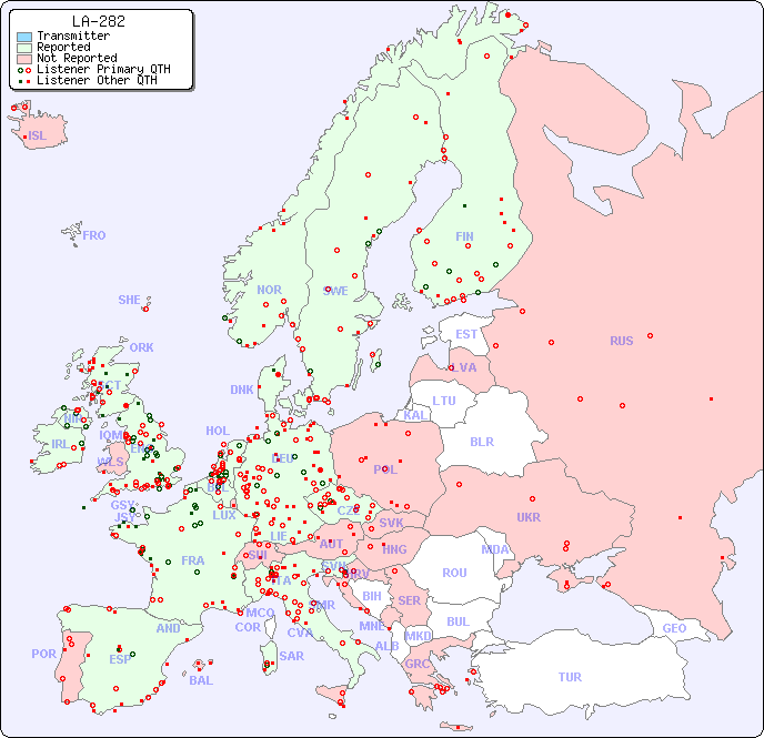 European Reception Map for LA-282