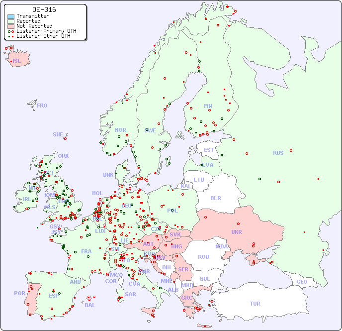 European Reception Map for OE-316