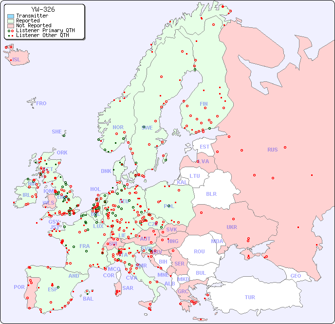 European Reception Map for YW-326