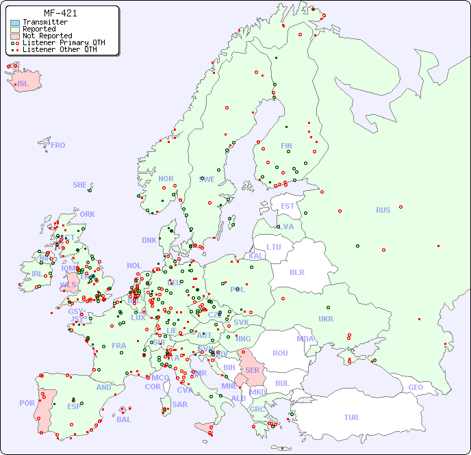 European Reception Map for MF-421