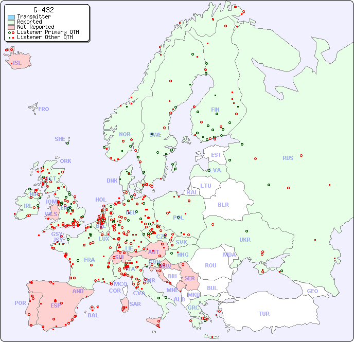 European Reception Map for G-432