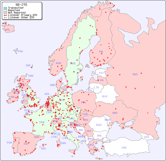 European Reception Map for NB-295