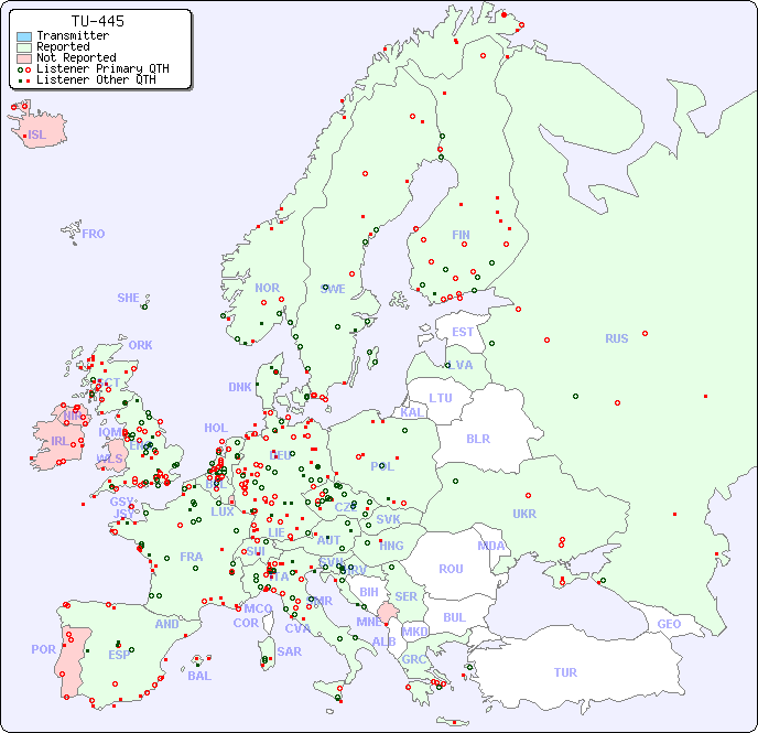 European Reception Map for TU-445