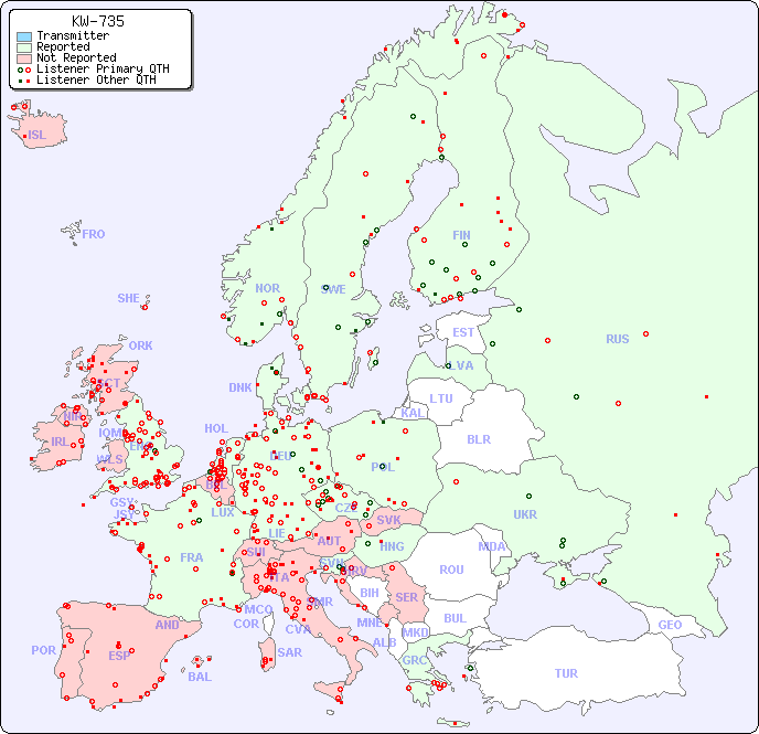 European Reception Map for KW-735