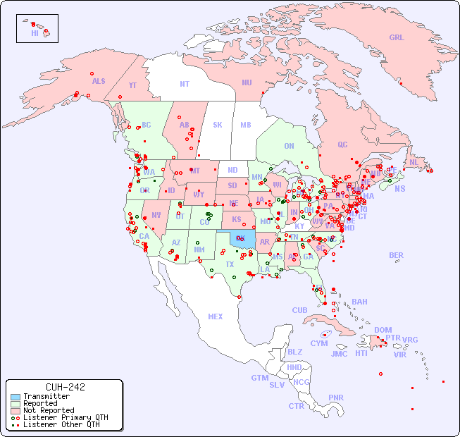 North American Reception Map for CUH-242