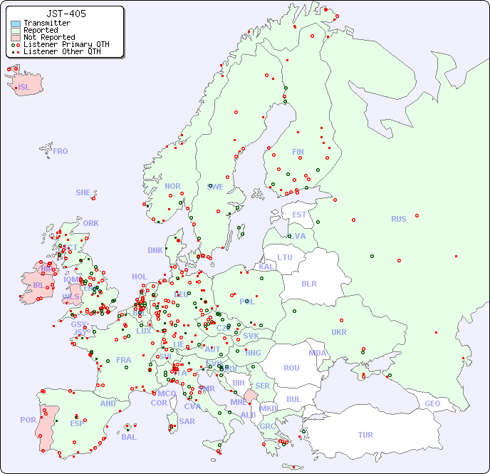 European Reception Map for JST-405