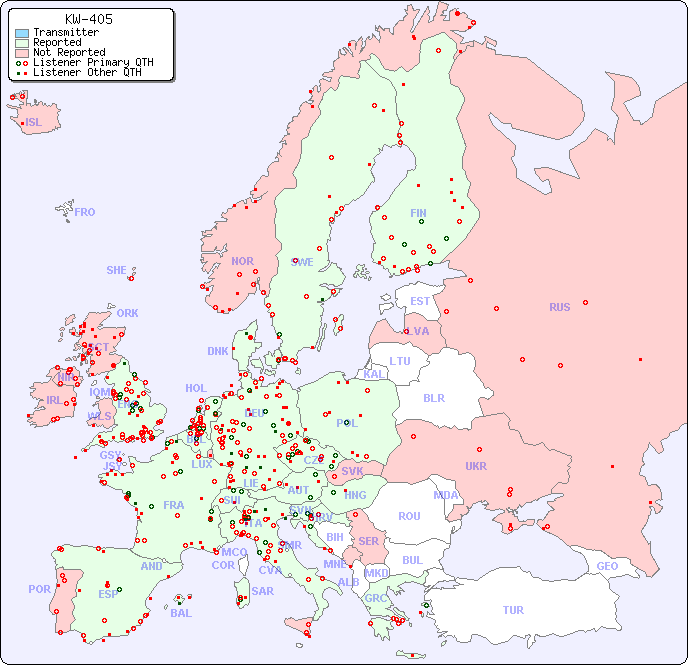 European Reception Map for KW-405