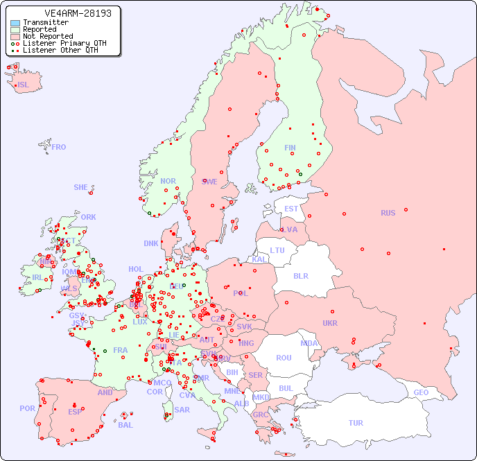 European Reception Map for VE4ARM-28193