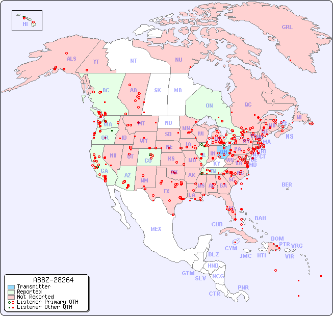 North American Reception Map for AB8Z-28264