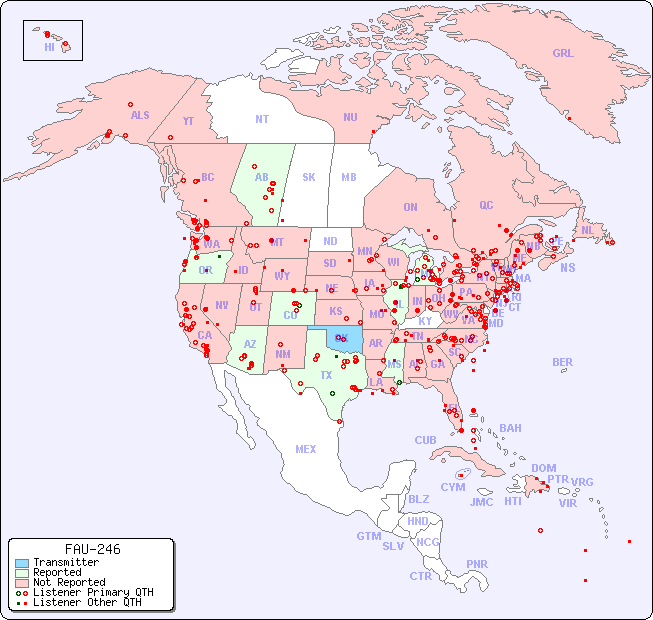 North American Reception Map for FAU-246
