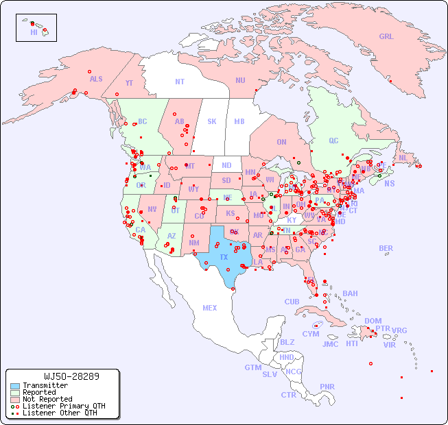 North American Reception Map for WJ5O-28289