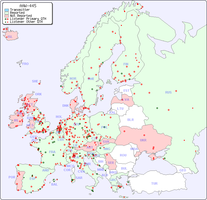 European Reception Map for AAW-445