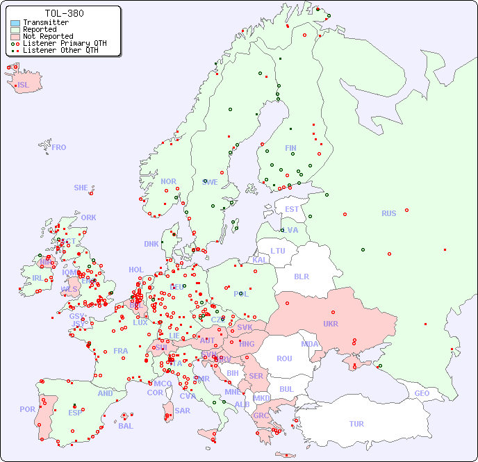 European Reception Map for TOL-380