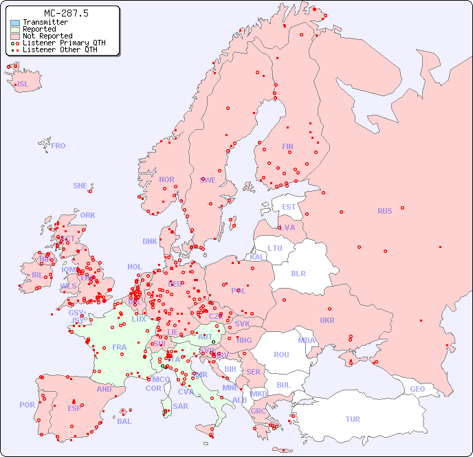 European Reception Map for MC-287.5