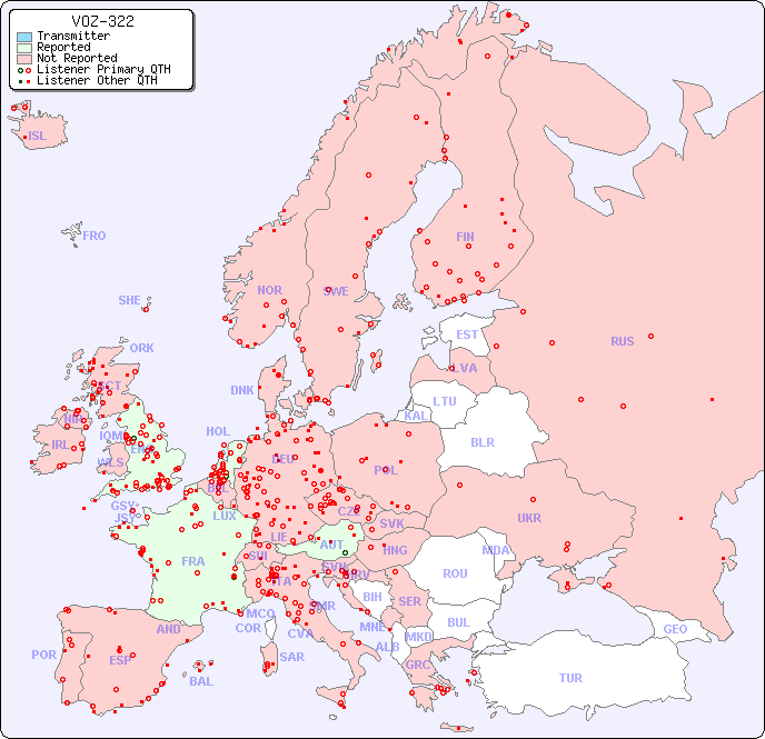European Reception Map for VOZ-322