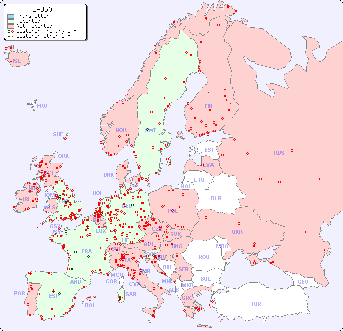 European Reception Map for L-350
