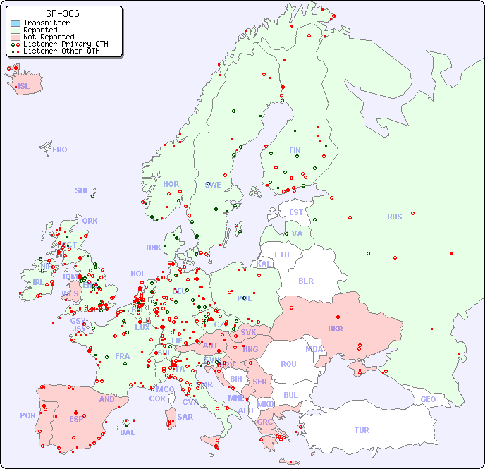 European Reception Map for SF-366