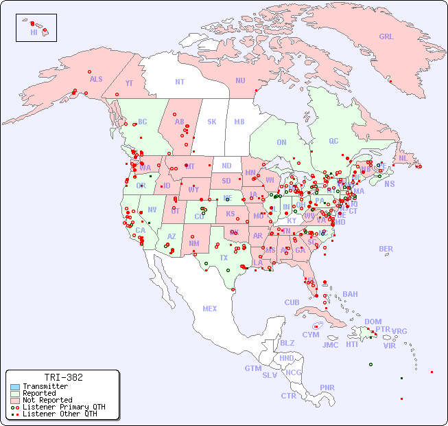 North American Reception Map for TRI-382