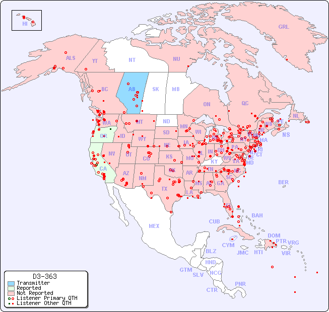North American Reception Map for D3-363