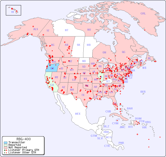 North American Reception Map for RBG-400