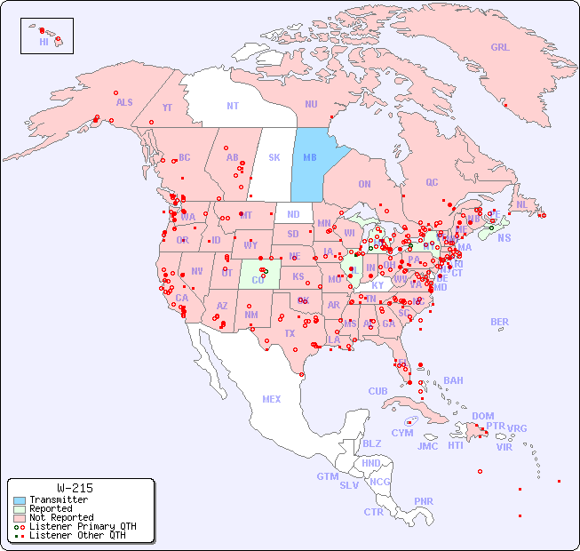North American Reception Map for W-215