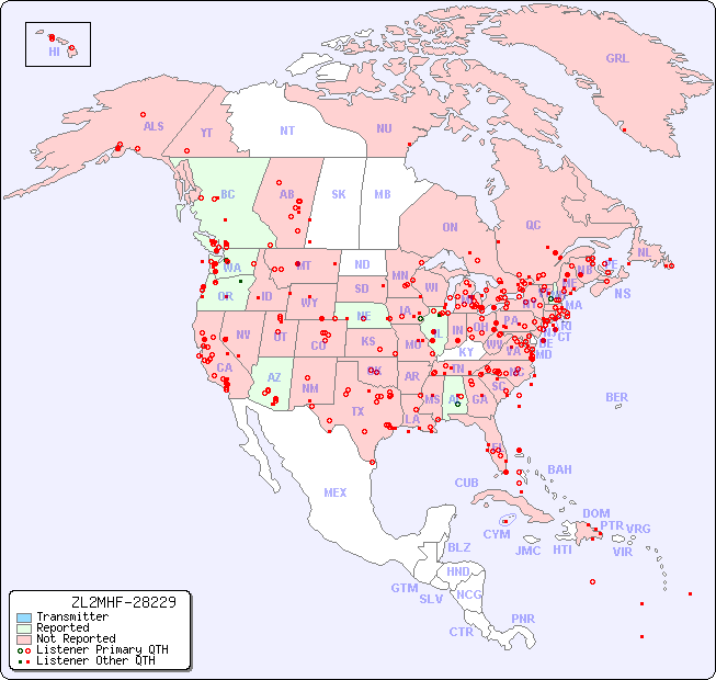 North American Reception Map for ZL2MHF-28229