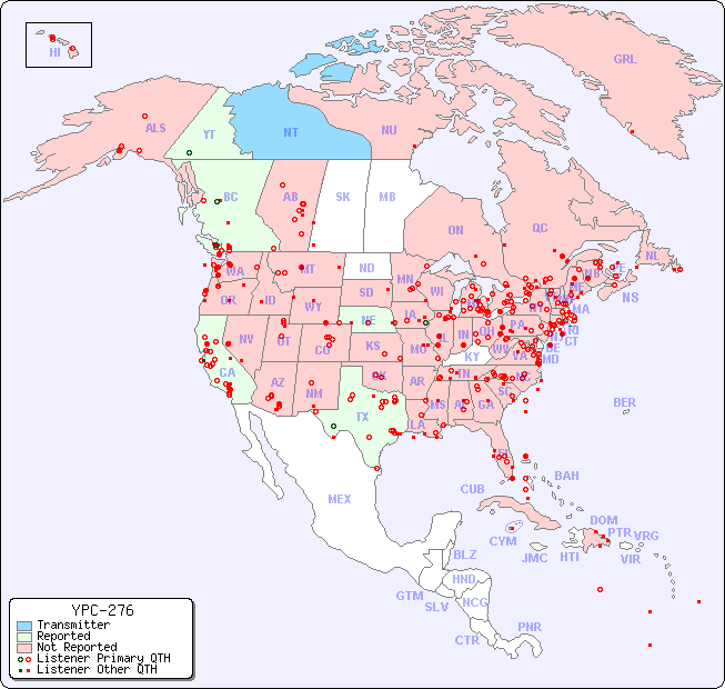North American Reception Map for YPC-276