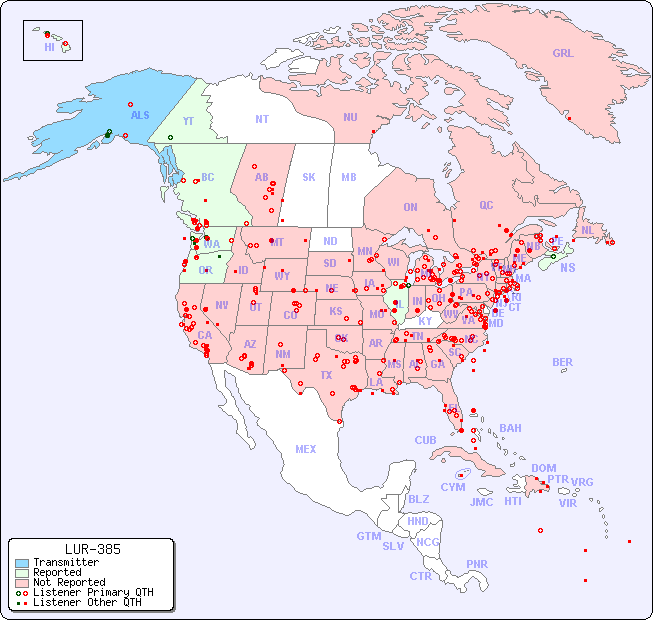 North American Reception Map for LUR-385