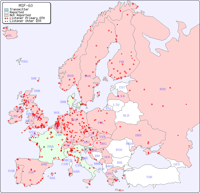 European Reception Map for MSF-60