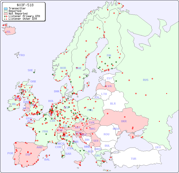 European Reception Map for $03F-518