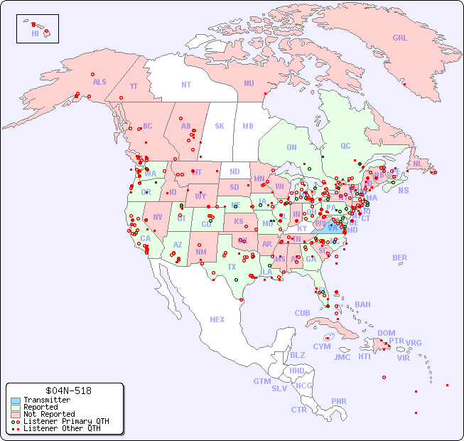 North American Reception Map for $04N-518