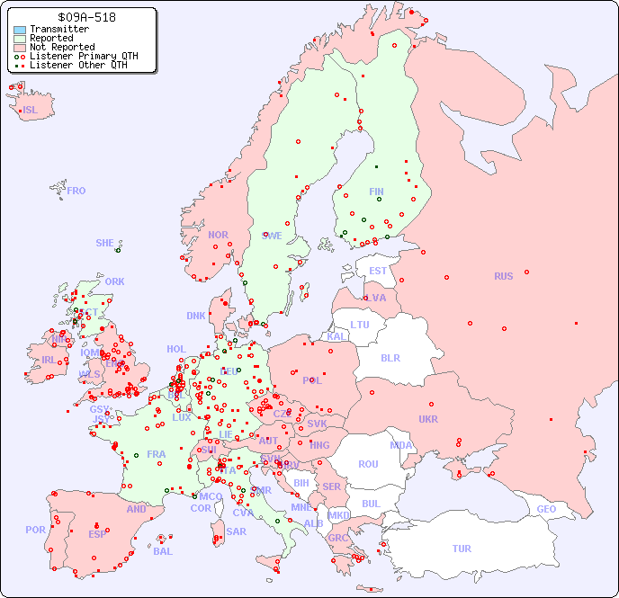 European Reception Map for $09A-518